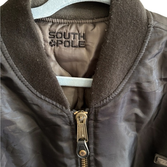 Vintage Y2K South Pole Men’s Reversible Puffer Bomber Jacket Coat Black Grey XXL - Picture 2 of 9